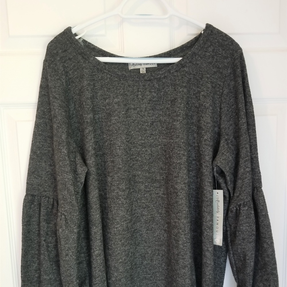 Absolutely Famous Knit Top NWT 2X & 3X Dark Gray